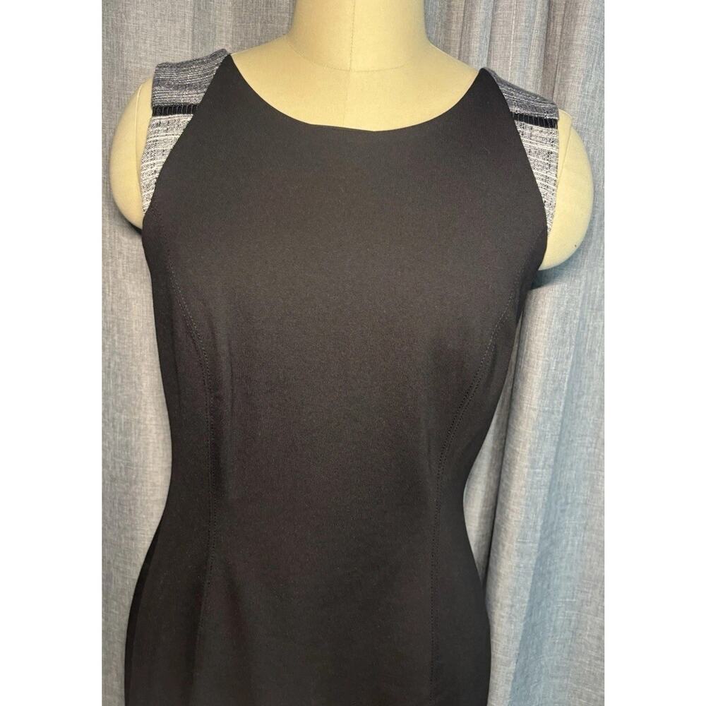 WHBM BLACK TWEED BORDER DRESS SLEEVELESS SHEATH SIZE 4 NWT - Picture 3 of 16